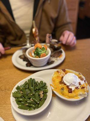 Green Beans; Baked Potato; Filet* 6oz & Grilled Shrimp