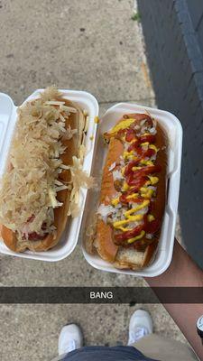 Rueben hot dog; coney style dog