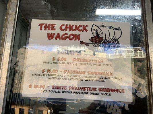 The Chuck wagon open 7 days a week!! Monday thru Saturday 4-8 pm Sunday's 12-8!