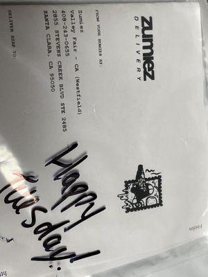 order happed to be filled by my favorite Zumiez. "Happy Tuesday!/nice shoes :)" was written on the package.