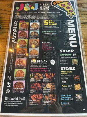 J & J Pizza and wings and more Menu (Aug 2024) - zoom in for details and prices