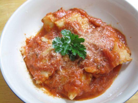 Ravioli with Marinara sauce.