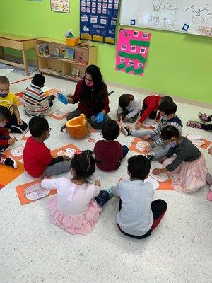 Learning about pumpkins!  Great sensory play.