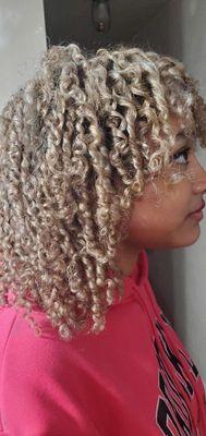 Blonde curly highlights