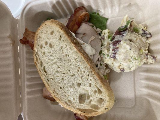 Turkey BLT with a side of potato salad