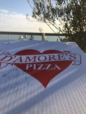 D'Amore's pizza rooftop with an ocean view