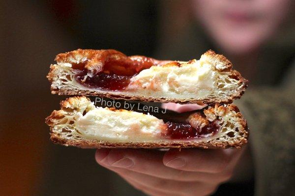 Inside of Fruit N' Cheese Danish ($4.99) - raspberry cream cheese danish