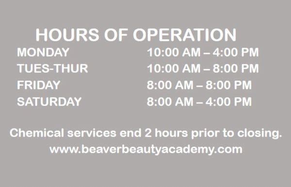 Appointments are required on Mondays and for after 5 appointments.