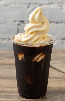 Iced Coffee Float, house brewed iced coffee topped w/ ice cream