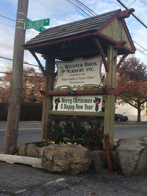 Sign seen from the street.