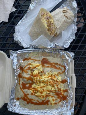 Burrito and biscuits and gravy from Yoda's Hut