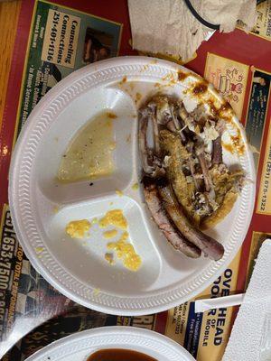 Bone collection after smoked ribs and fried chicken wings