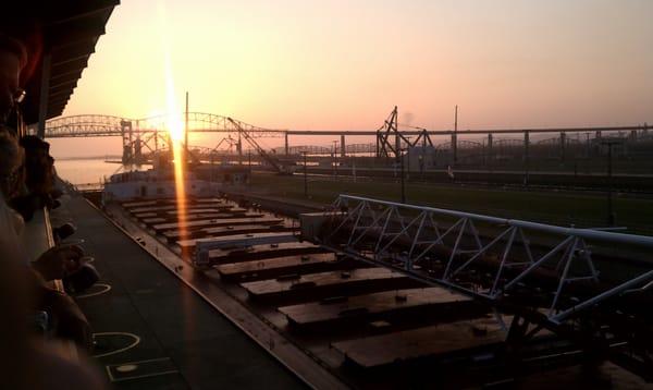 View of Soo Locks - across the street from Longships Motel