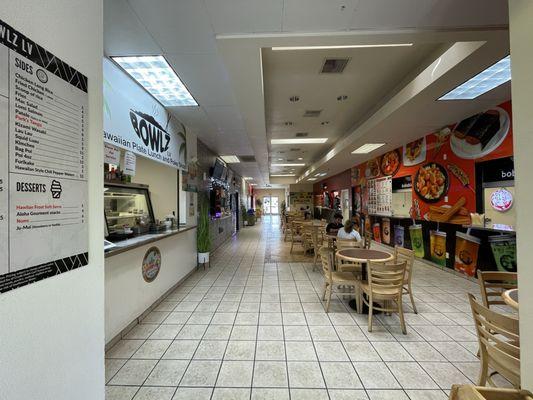 Inside are many different types of food and beverage options/outlets.