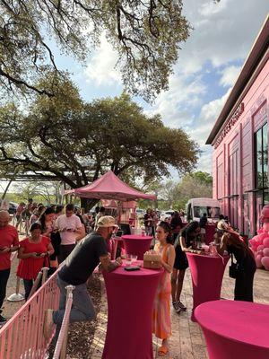 Their pink fitted cocktail table covers were perfect