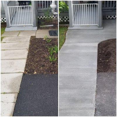 Concrete sidewalk replace, before and after.