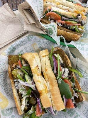 The Veggie Patty subs w loads of veggies, Sweet Onion Teriyaki & Garlic Aioli.