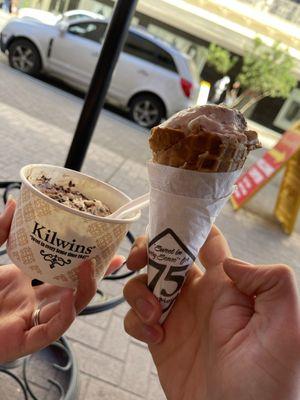 Great Icecream! (Kilwins tracks and Strawberry in a fresh waffle cone)