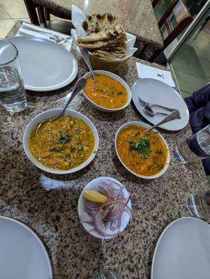 Paneer Makhani, Kadhai Paneer, Mushroom Masala, Garlic Nan and Onion