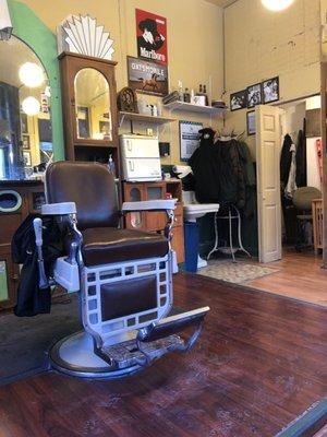 Old school chairs at Corner Barbershop