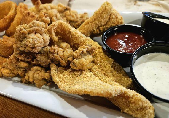 Catfish (thin) and oysters (micro).. I would assume a seasonal. Thing..