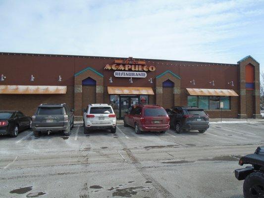 Outside of the restaurant, view looking east.