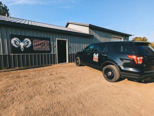 G.O.A.T. Garage open for business and the Goat Mobile ready to pick you and your bike up