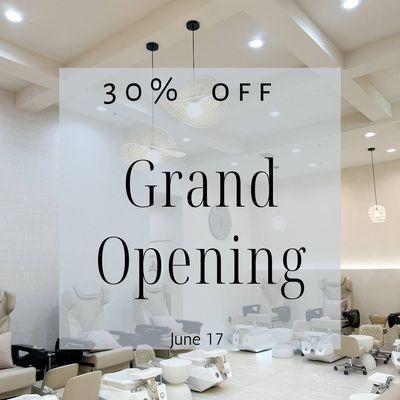 GRAND OPENING: JUNE 17TH
 Hibiscus Nail Bar is thrilled to announce our GRAND OPENING on June 17th!