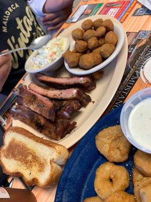 ribs plate with coleslaw and fried okra