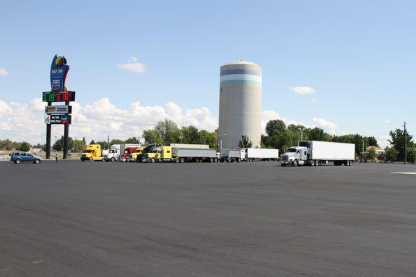 Huge parking lot for overnight truck drivers