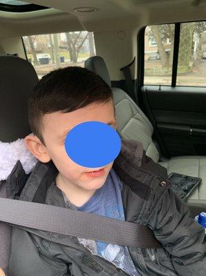 My last request when he started the haircut was to please do not cut the front very short.