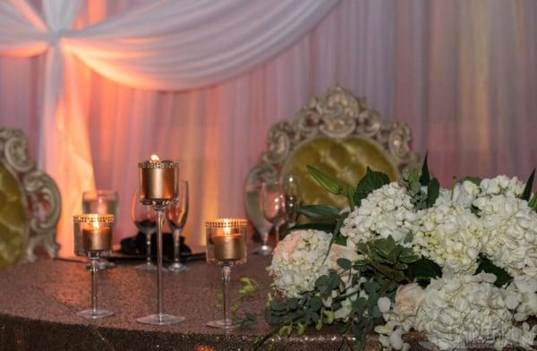 We provide "Bride & Groom" Chairs with all of our All-Inclusive Weddings