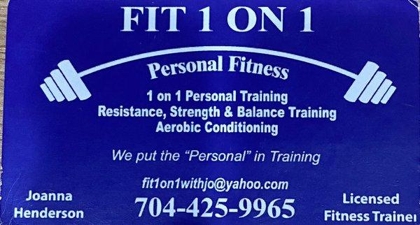 1 on 1 Personal Training...