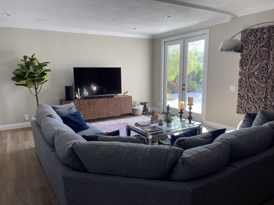 Extension of family room with new French doors fo backyard