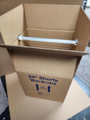 24 inch Shorty Wardrobe Box  with hanger bars and hand holes. Ideal for moving  walk in closets and any hanging clothes