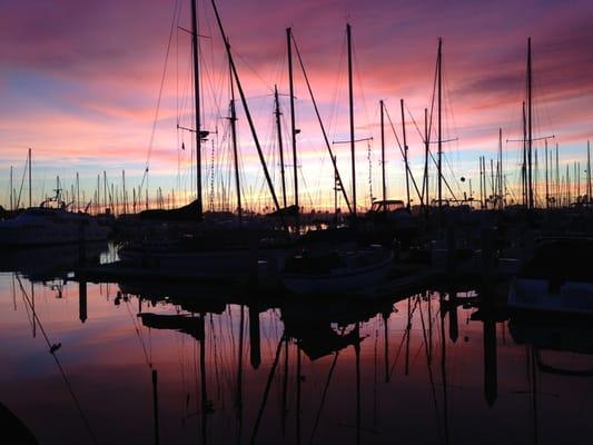 D dock view at sunset.