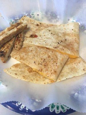 Plane or whit meet and vegetables quesadillas