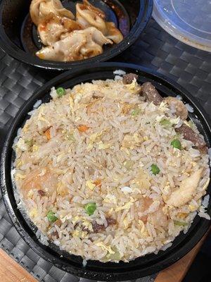 Yang Chow Fried Rice (and Spicy Wonton on top)