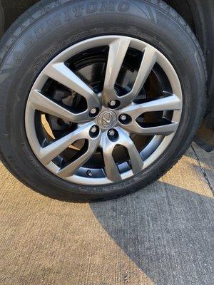 Dr. Wheel Repair matched the color perfectly! No discoloration. No paint on tires.