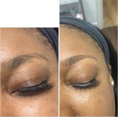 Before and after eyebrow threading