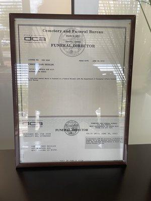 2/14/23 Christopher Shields funeral director license