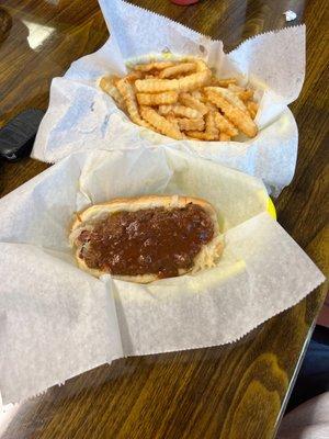 Pop's Hot Beef Special with fries