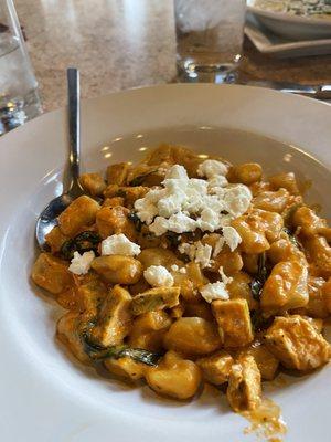 This is the special Gnocchi with chicken spinach and goat cheese.