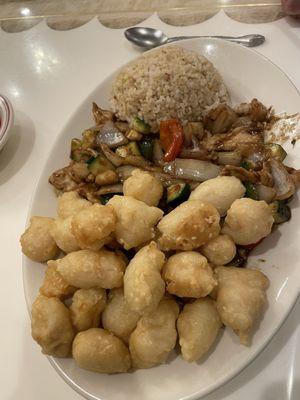 Mar Far Chicken, refried rice and Kung Po Chicken $15.25