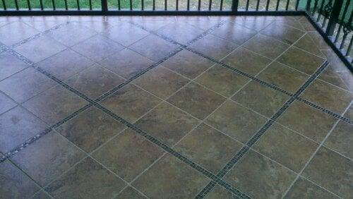 One of the many tile floors installed for customers.