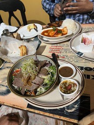 Beef salad and Shrimp