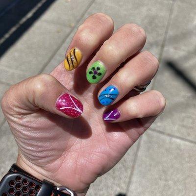 Lana outdid herself today with my awesome Pride nails!