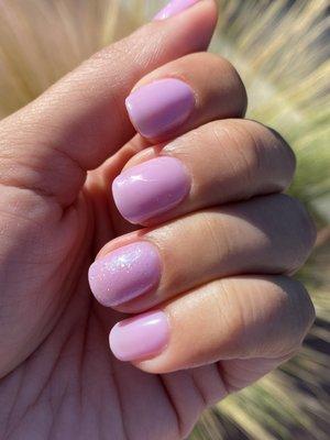 Lavender colored nails.