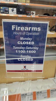 Firearms hours of operation