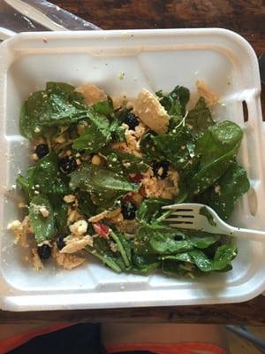 No quinoa in the Quinoa Berry and Spinach salad. Just a lot of feta cheese.